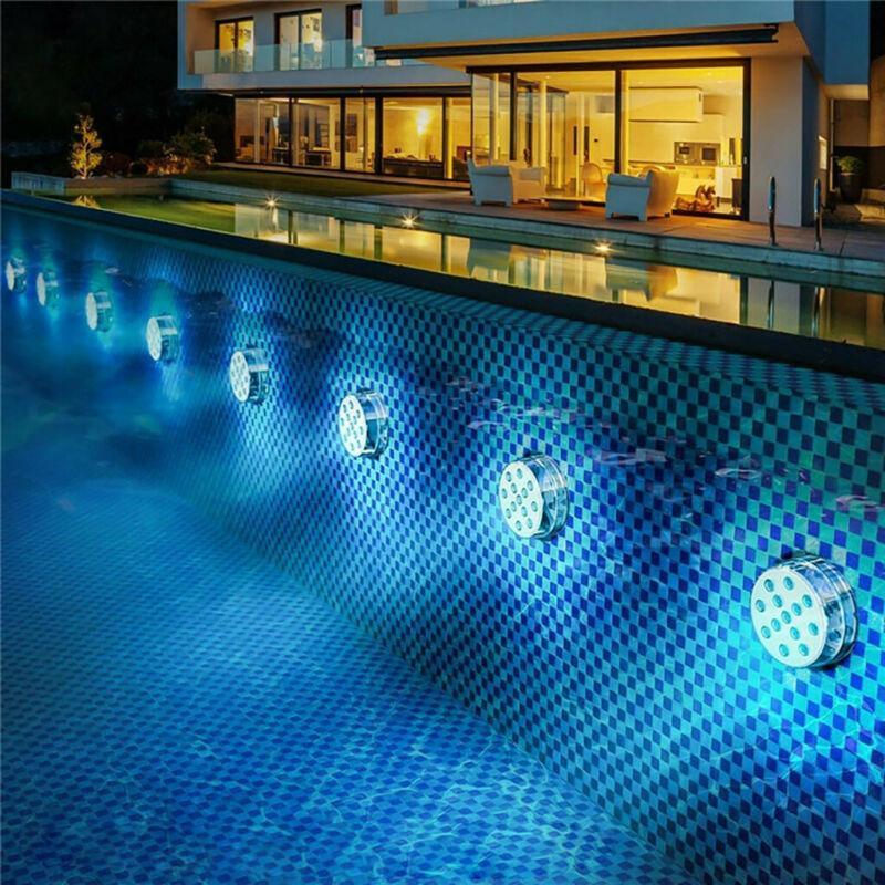 Submersible Pool Light with 12-Color Remote Control and Suction Cup Mount