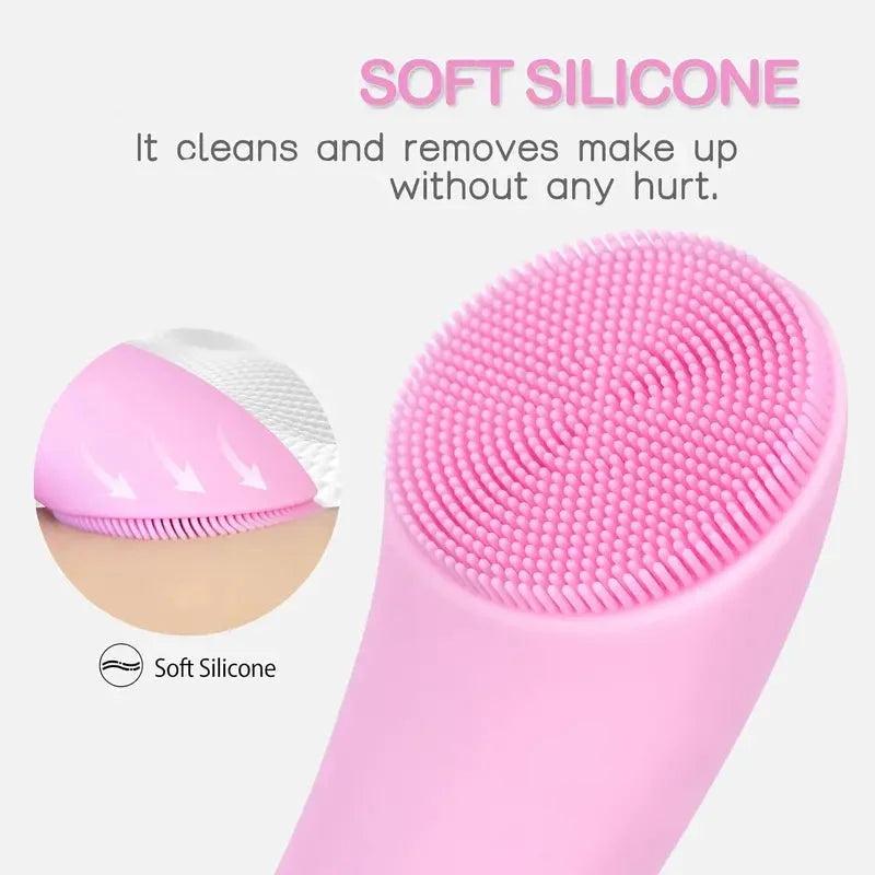 Facial Cleansing Brush with Heated Tip and 5 Vibration Modes, Silicone Bristles