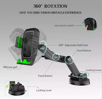 Truck Phone Mount with 360 Degree Rotation and Extended Reach Arm for Dashboards