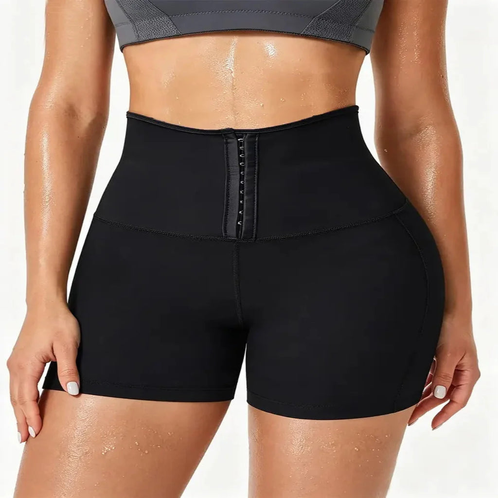 Four-Way Stretch High Waist Shorts with Moisture Wicking and Included Waist Trainer