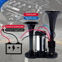 Electric Dual Air Horn System with 130dB Output and Auto Compressor for 12V Vehicles