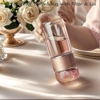 Glass Tea Infuser Bottle with Flip Brewing Control and Detachable Filter