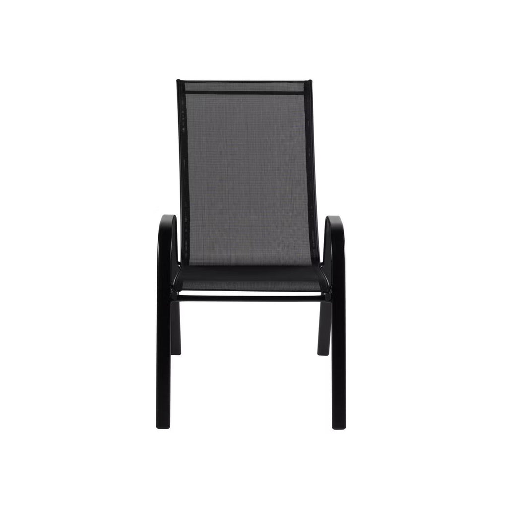 Kara Dining Set, Seating for 6 with Glass Top Table and Black Chairs