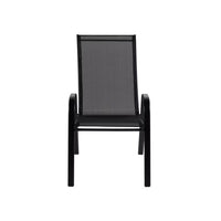 Kara Dining Set, Seating for 6 with Glass Top Table and Black Chairs