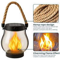 Solar Flame Light with Flickering LED Effect and Automatic Dusk Sensor, 10 Inch Waterproof