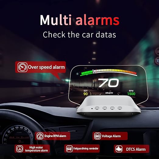 Head Up Display Projector with GPS Navigation and Speed Monitor