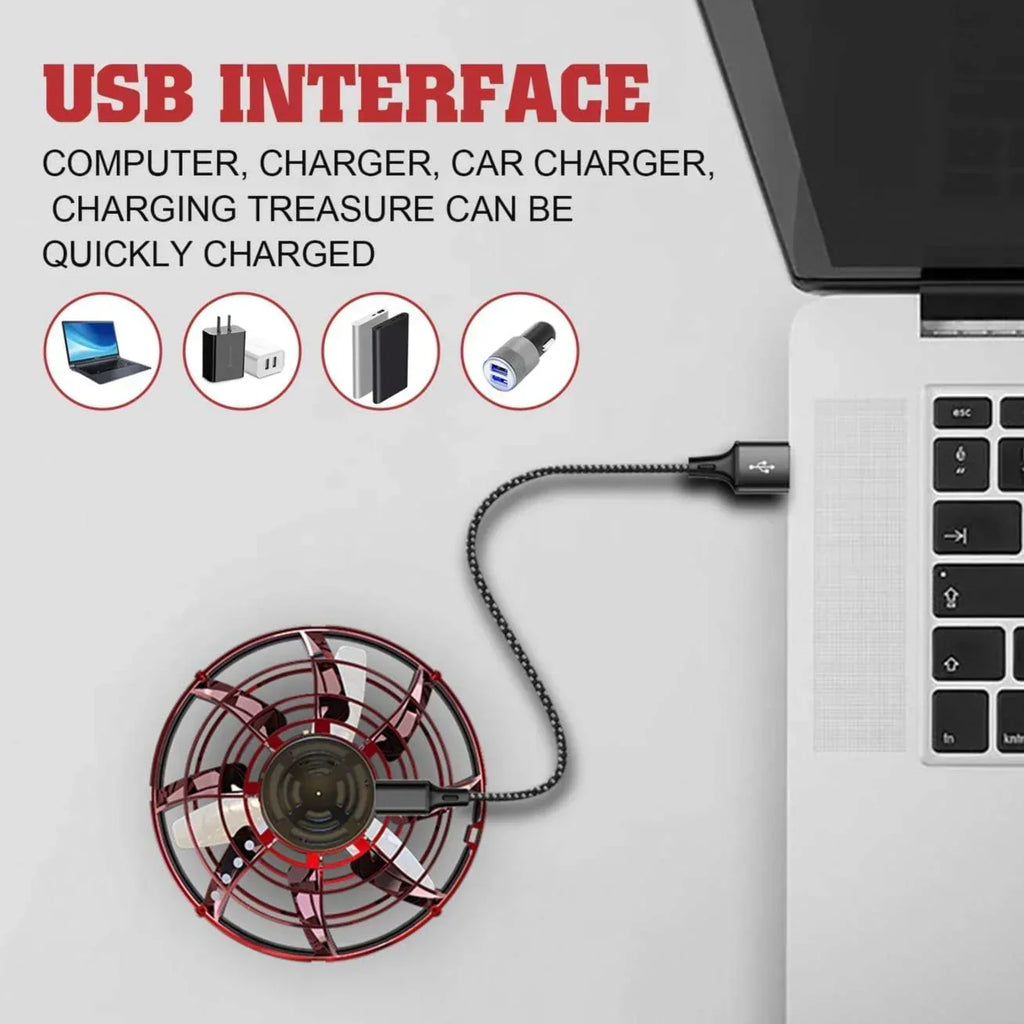 Hovering Gyroscope Spinner with LED Light Display and Hand Gesture Control