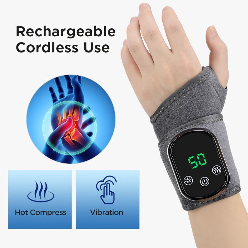 Wrist Massage Wrap with Heat and Vibration, Rechargeable