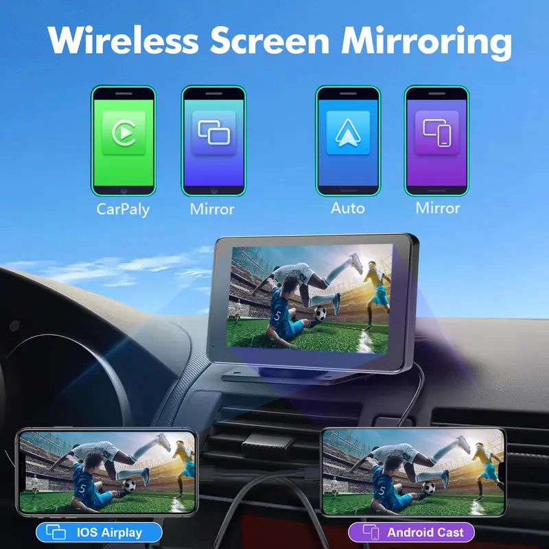7 Inch Wireless Car Screen with Backup Camera and Voice Navigation