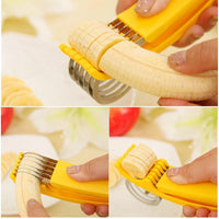 Handheld Banana Slicer with Stainless Steel Blades and Ergonomic Handle