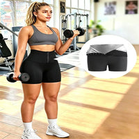 Four-Way Stretch High Waist Shorts with Moisture Wicking and Included Waist Trainer