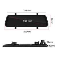 Mirror Dash Cam with Dual Front and Rear Cameras and 9.66 Inch Touchscreen