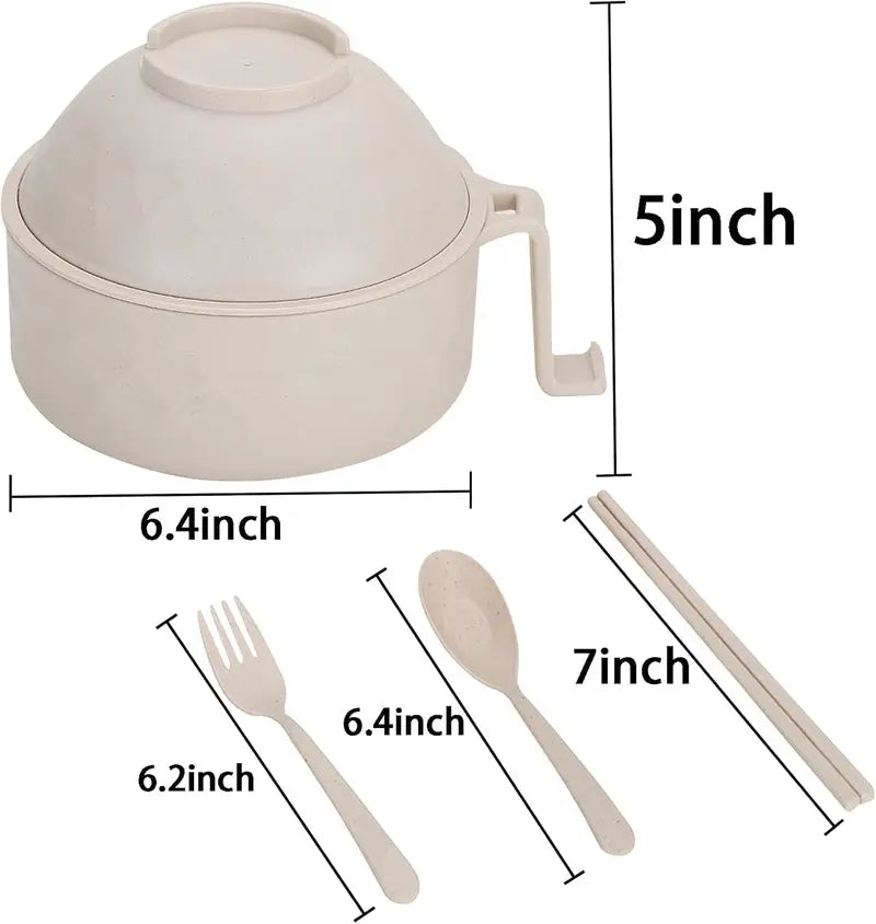 Microwave Noodle Bowl Set with Steam-Lock Lid and Heat-Resistant Handle, 6-Piece