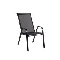 Kara Dining Set, Seating for 6 with Glass Top Table and Black Chairs