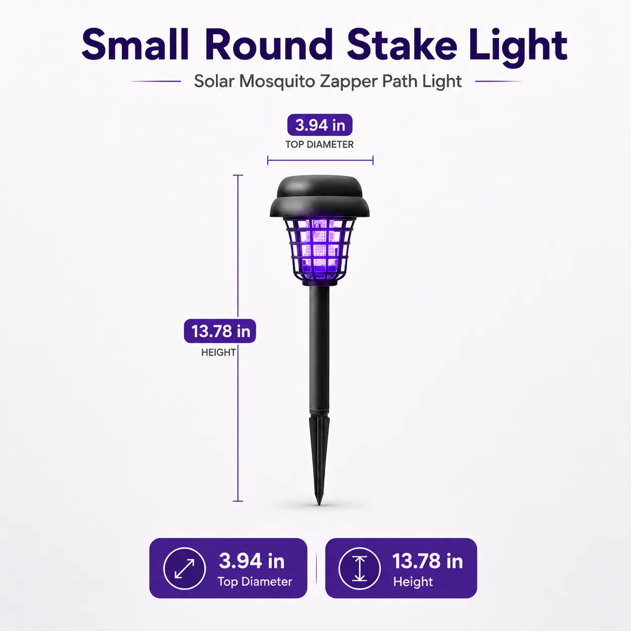 Outdoor Mosquito Zapper with Solar Power and Automatic Dusk Sensor, Dual Mode