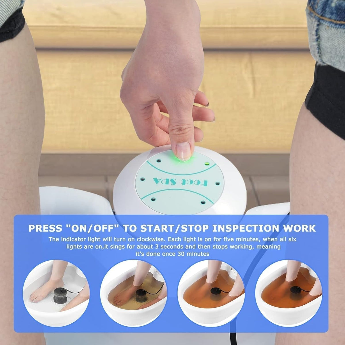 Portable Ionic Foot Spa with 30-Minute Timer and Foot Tub