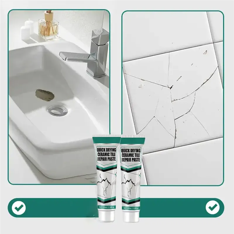 Tile Repair Paste Kit with Spatula and Sandpaper for Chips and Cracks