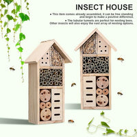 Wooden Insect Shelter with Multiple Nesting Chambers for Bees and Garden Pollinators
