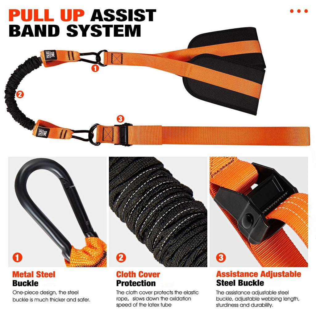 Pull Up Assist Band with Double Foot Loops and Adjustable Straps