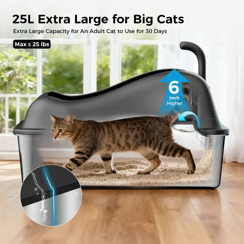 Large Enclosed Cat Litter Box with Flip Lid and Built-In Particle Catcher