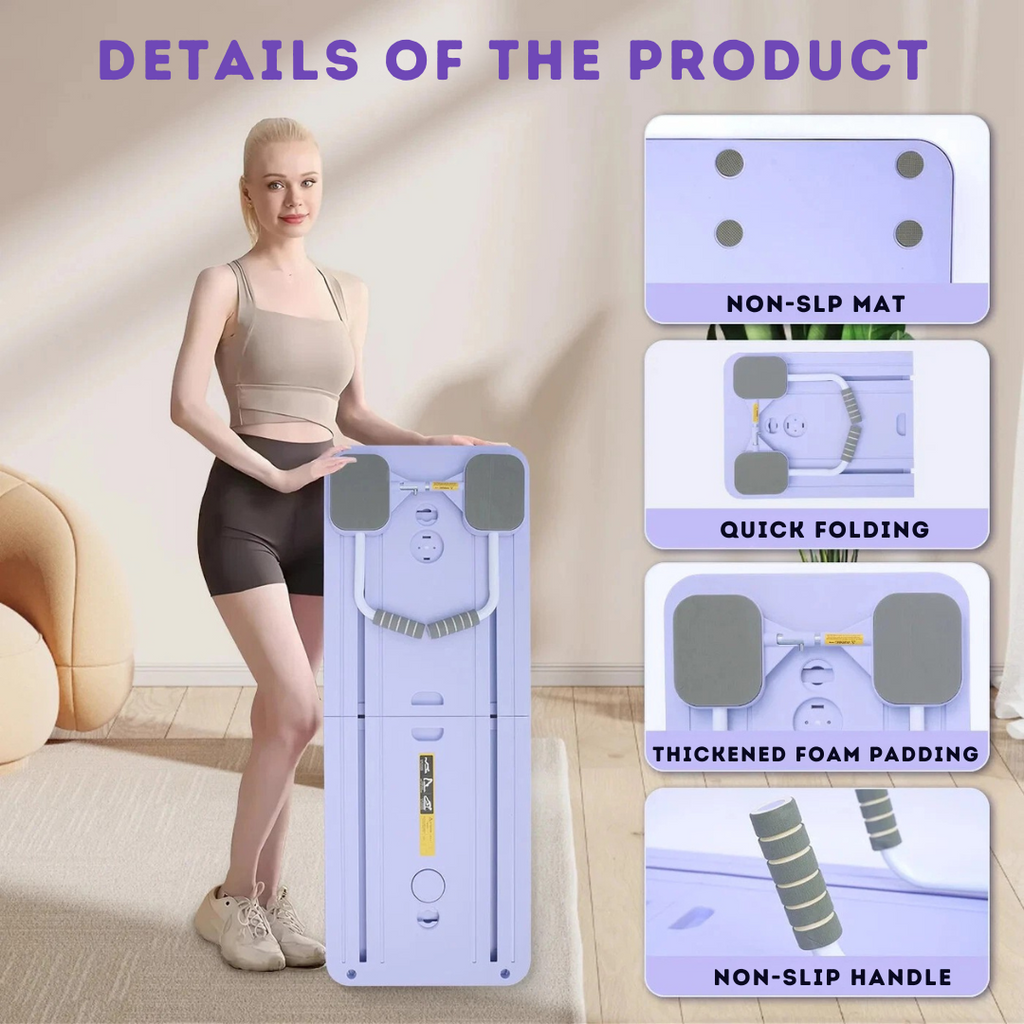 Portable Folding Balance Board with Resistance Bands for Home Pilates Training
