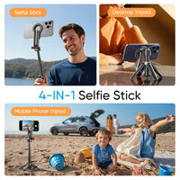 Selfie Stick with Magnetic Phone Mount and Wireless Remote, 360 Degree Rotation Tripod