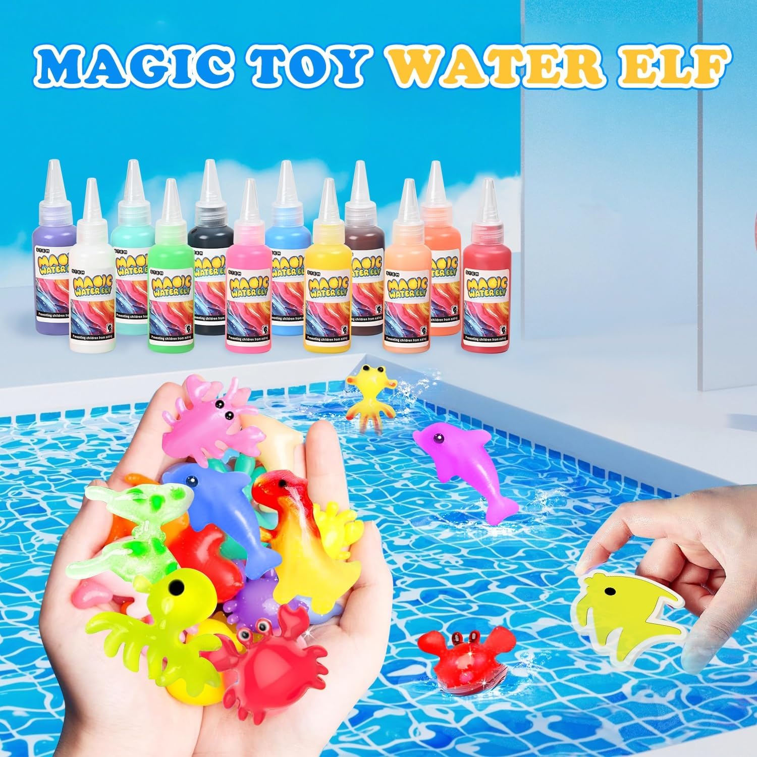 DIY Water Gel Pet Kit with 12 Colors and 12 Molds for Kids