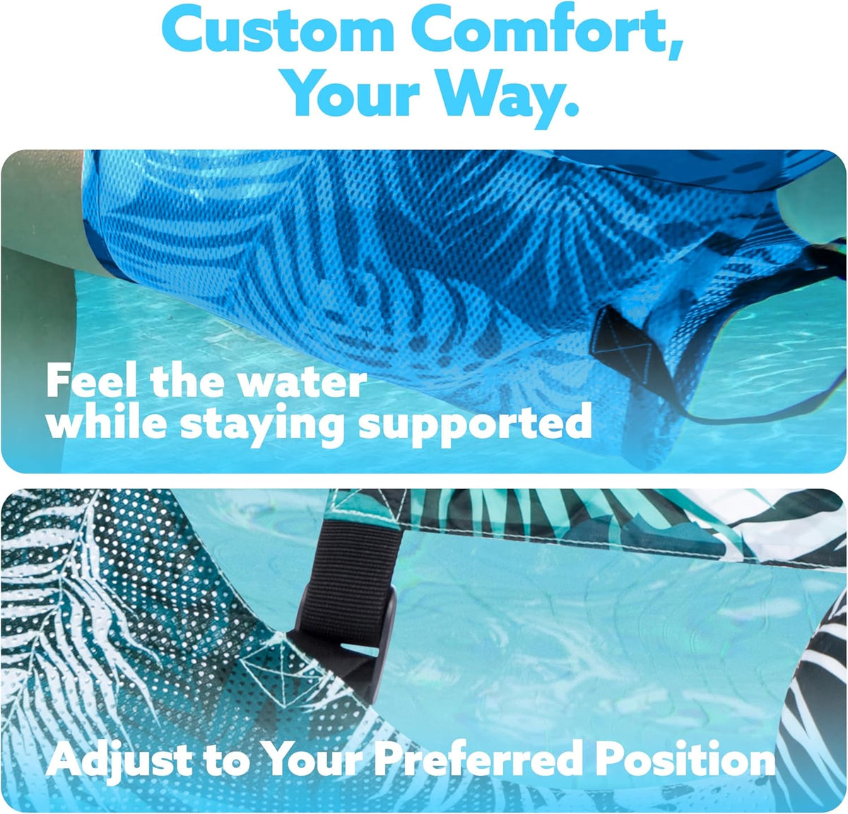 Mesh Seat Pool Float with Adjustable Depth and Three Air Tubes, Set of 2