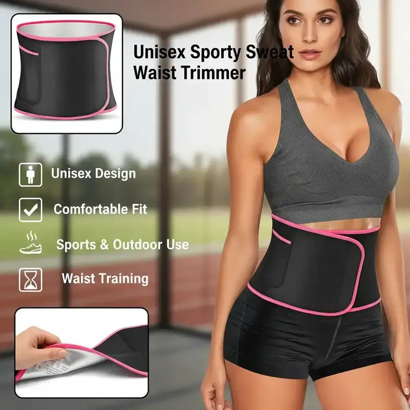 Neoprene Sweat Belt with Adjustable Fit and Core Compression for Exercise