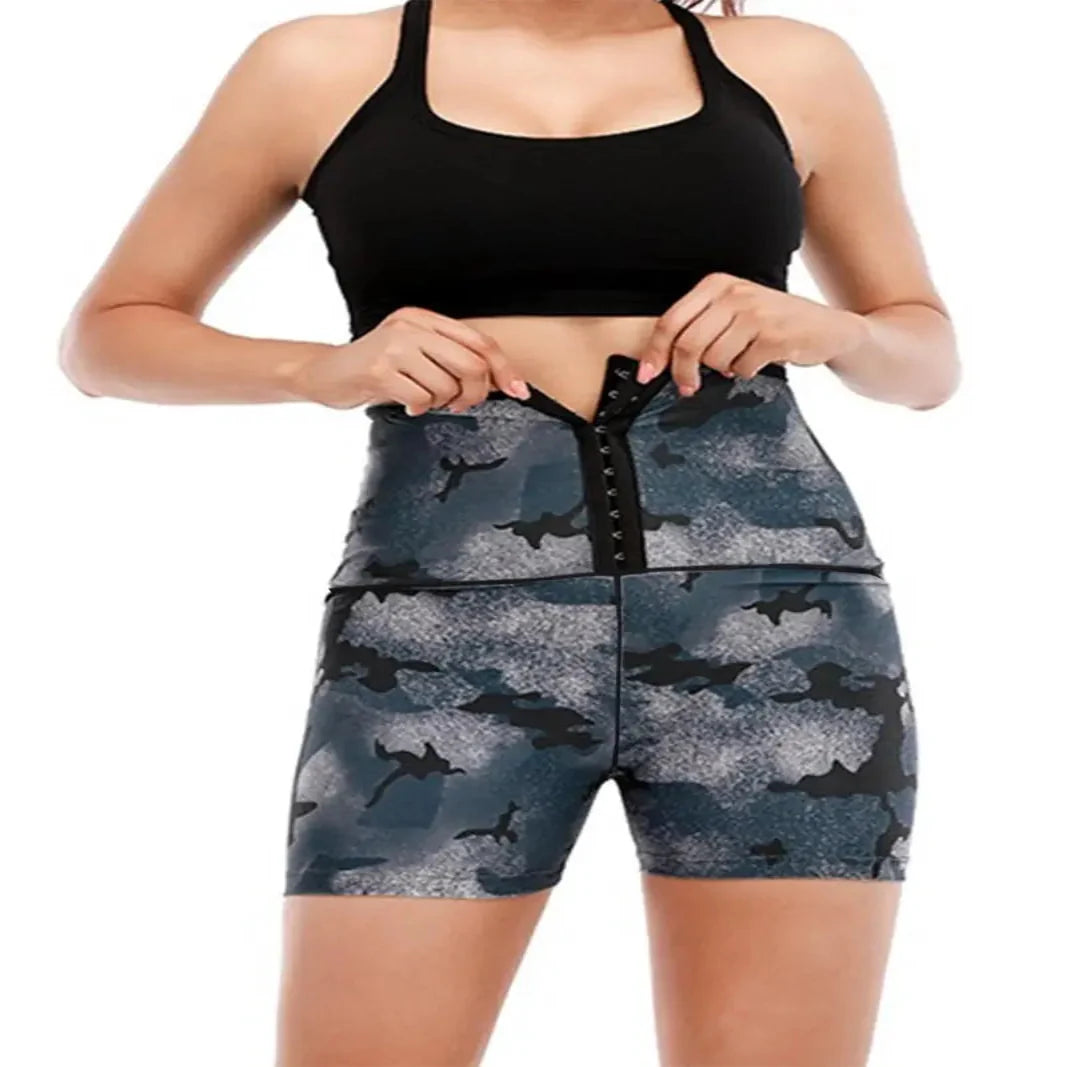 Four-Way Stretch High Waist Shorts with Moisture Wicking and Included Waist Trainer