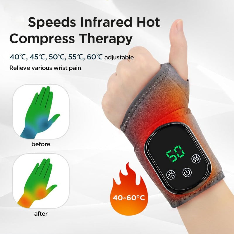 Wrist Massage Wrap with Heat and Vibration, Rechargeable