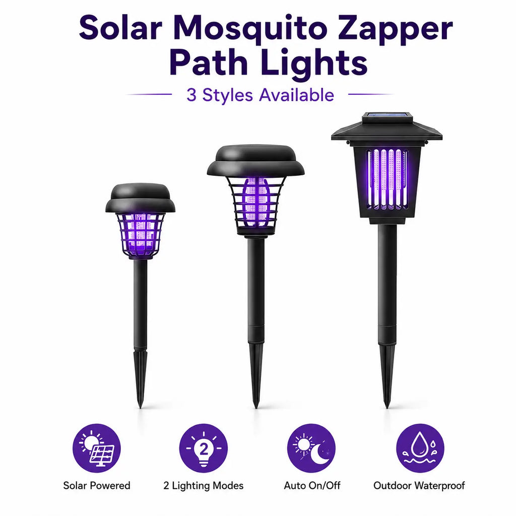 Outdoor Mosquito Zapper with Solar Power and Automatic Dusk Sensor, Dual Mode