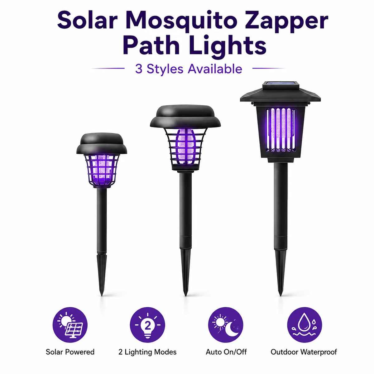 Outdoor Mosquito Zapper with Solar Power and Automatic Dusk Sensor, Dual Mode
