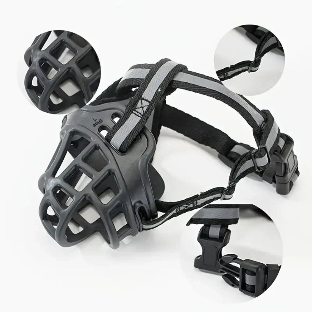 Breathable Mesh Dog Muzzle with Adjustable Straps and Breathable Polyester Design