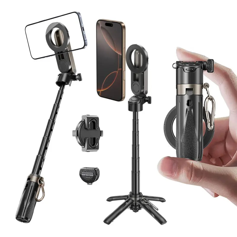 Selfie Stick with Magnetic Phone Mount and Wireless Remote, 360 Degree Rotation Tripod