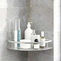 Wall Mounted Shower Caddy with Aluminum Curved Design and Drainage Holes