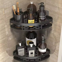 Wall Mounted Shower Caddy with Aluminum Curved Design and Drainage Holes