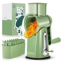 Rotary Grater with Five Interchangeable Blades and Suction Cup Base