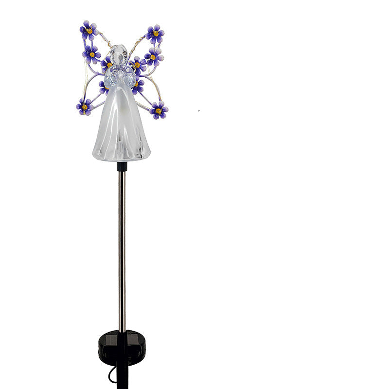 Solar Angel Garden Stake Light with Warm White LED and Automatic Dusk Activation