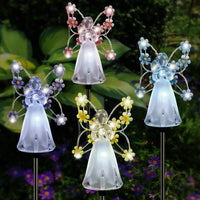 Solar Angel Garden Stake Light with Warm White LED and Automatic Dusk Activation