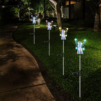 Solar Angel Garden Stake Light with Warm White LED and Automatic Dusk Activation