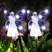 Solar Angel Garden Stake Light with Warm White LED and Automatic Dusk Activation