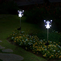 Solar Angel Garden Stake Light with Warm White LED and Automatic Dusk Activation