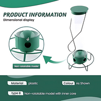Rotating Perch Bird Feeder with Metal Frame and Clear Tube, Forest Green