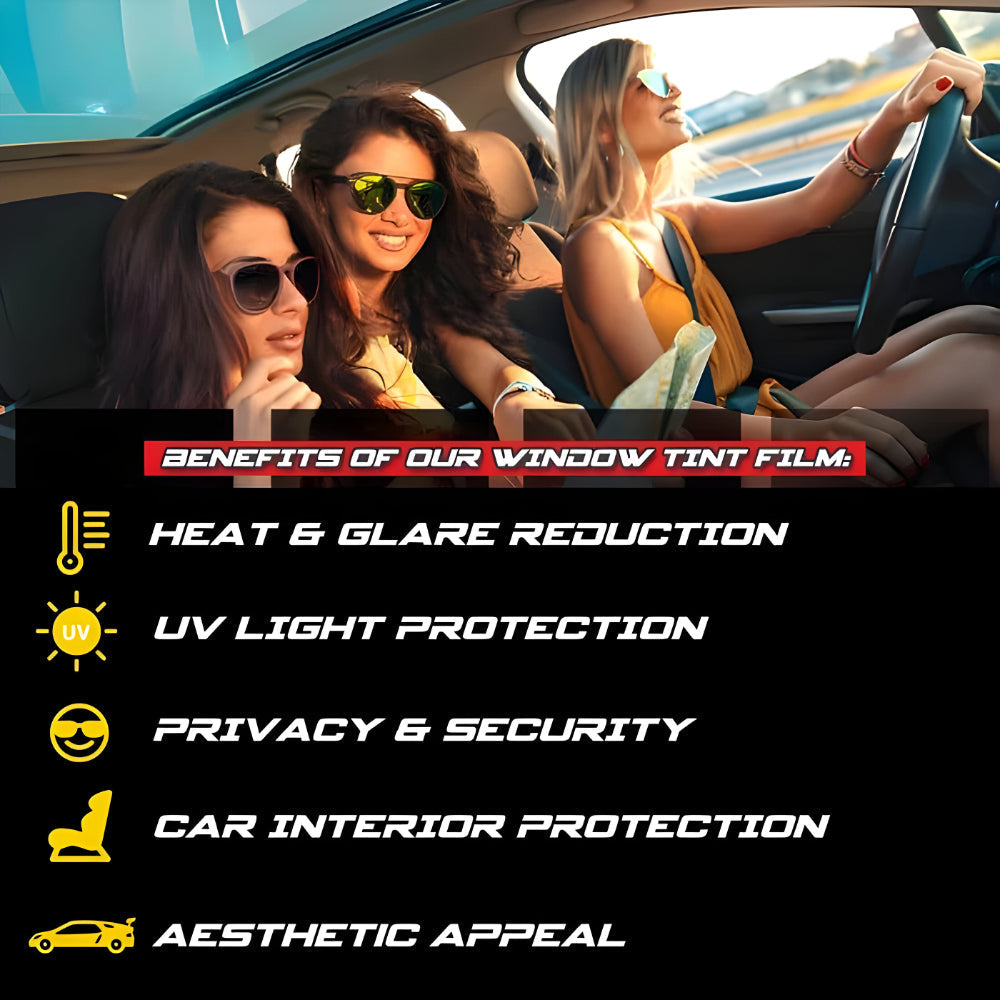 Car Window Tint Film with Heat and Glare Reduction, 20ft Roll