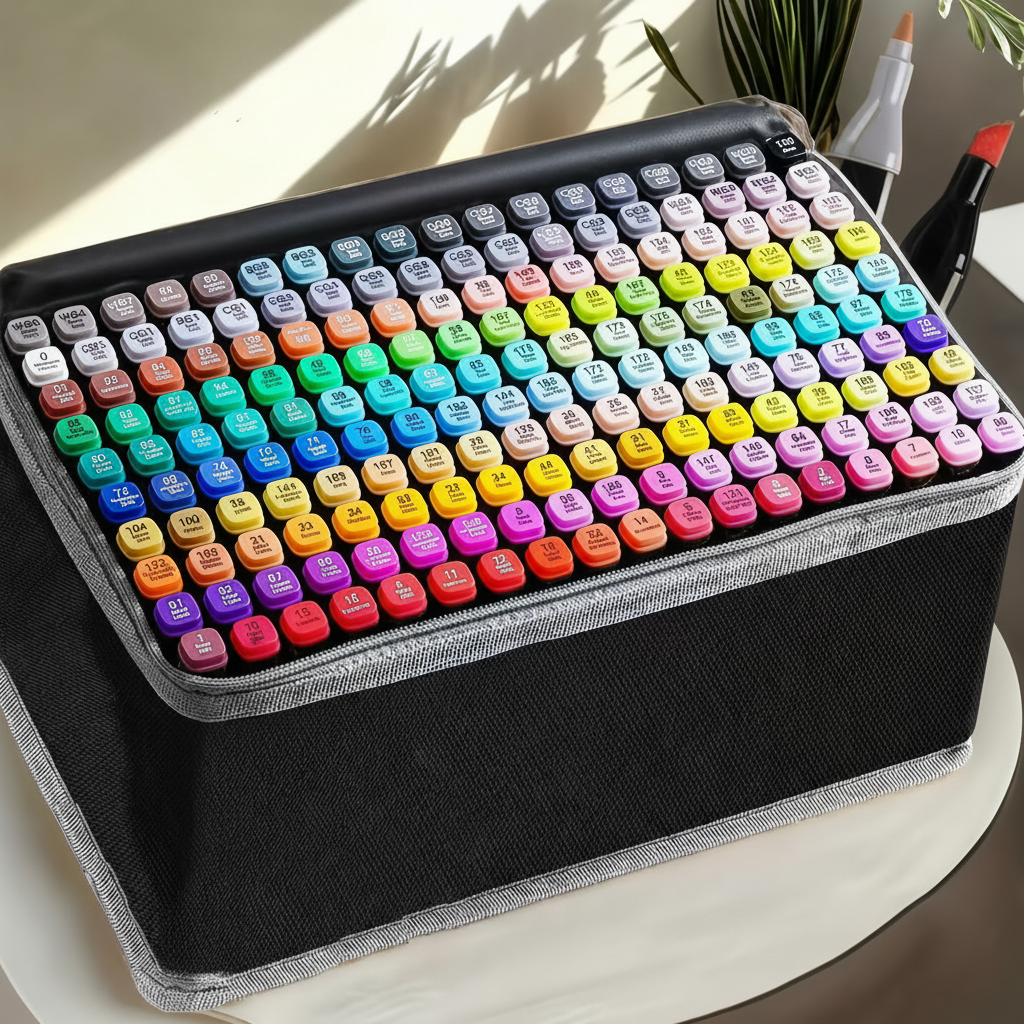 Double-Ended Alcohol Markers with 168 Colors and Storage Bag