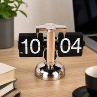 Flip Card Desk Clock with Silent Quartz Movement and Large Numbers