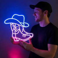 Cowboy Boots Neon Sign with USB Power and Wall Mounting Hardware