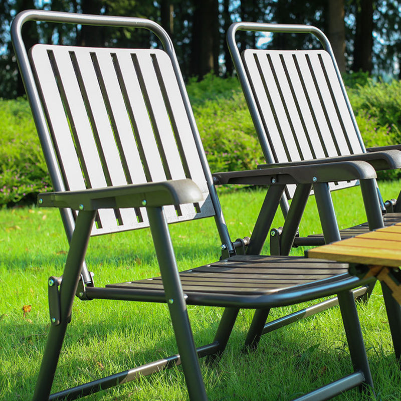 Foldable Camping Chair with Carbon Steel Frame and Built-In Footrest, Armrest Support