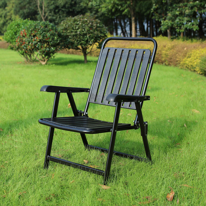 Foldable Camping Chair with Carbon Steel Frame and Built-In Footrest, Armrest Support